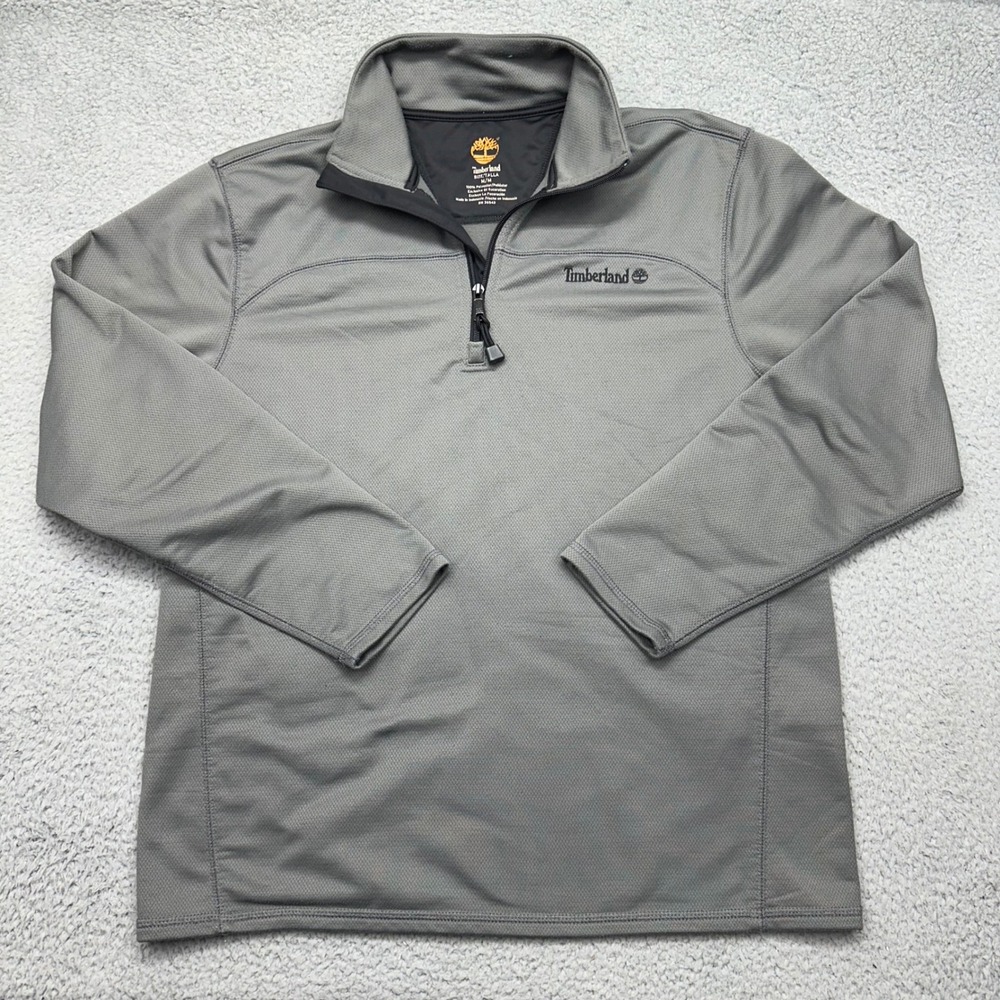 Timberland 581E110 Mens Medium 1/4 Zip L/S Gray M Tech Fleece Pullover Shirt